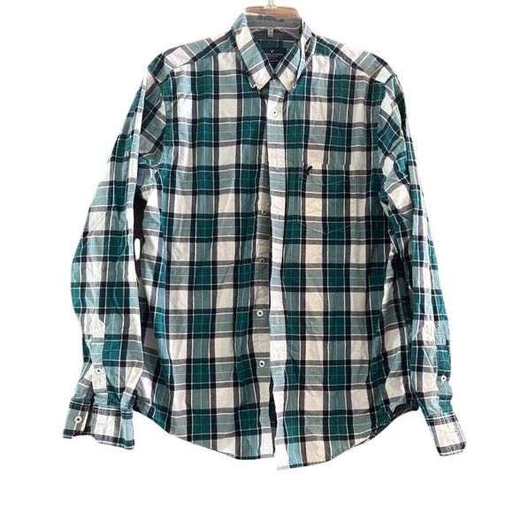 American Eagle Men's Plaid Button-Up Shirt Green Long Sleeve Size L - Picture 1 of 8